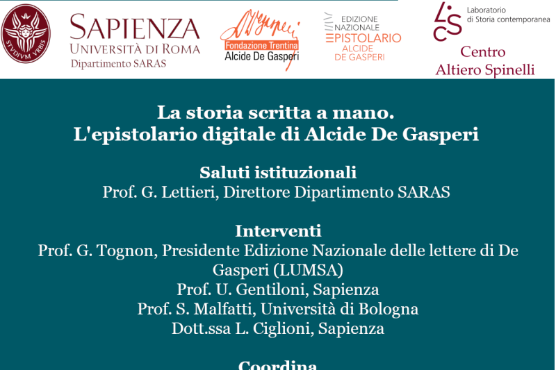 locandina evento, epistolario alcide de gasperi