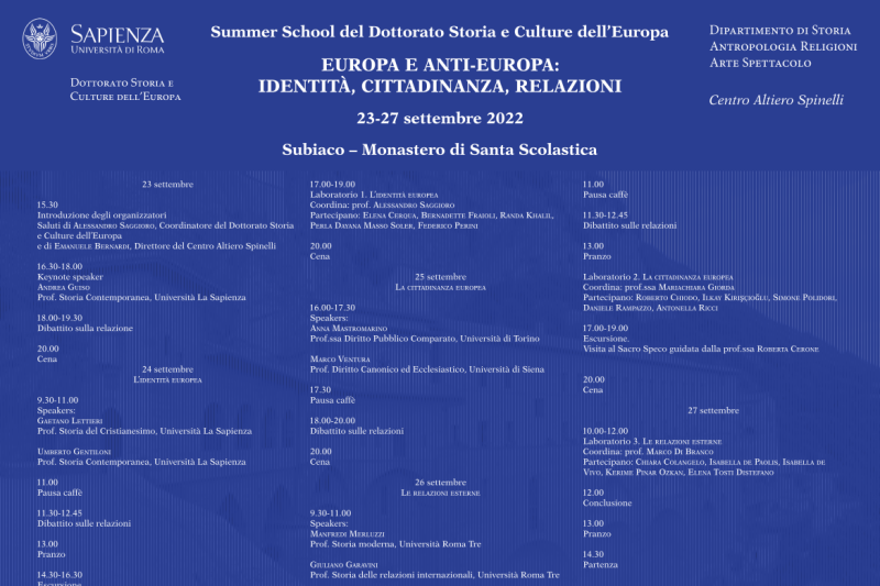 immagine evento summer school su identità, cittadinanza, relazioni relativi all'europa